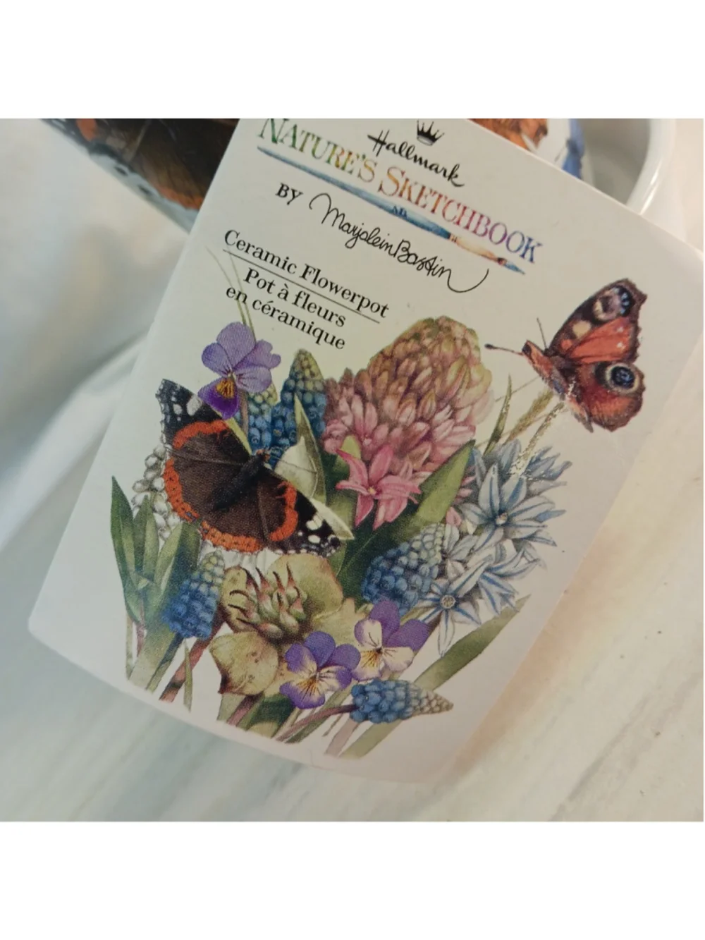 VTG Hallmark Nature Sketchbook Margarine Baskin 1998 Ceramic Flower Pot 4